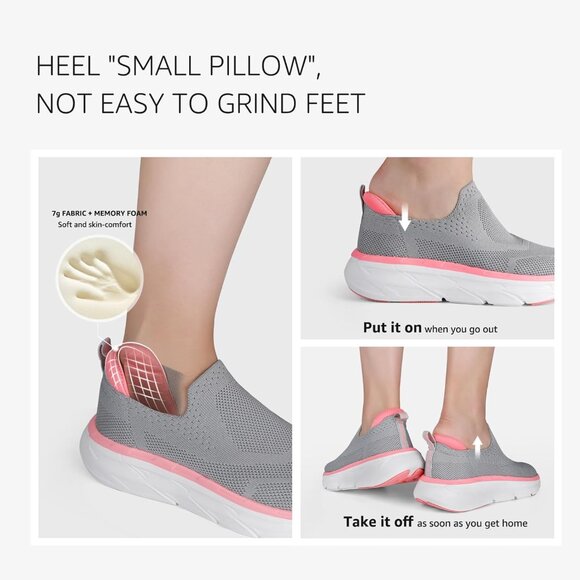 Women Slip On Sneakers Comfortable Non-Slip Arch Support Walking Shoes - Picture 6 of 9